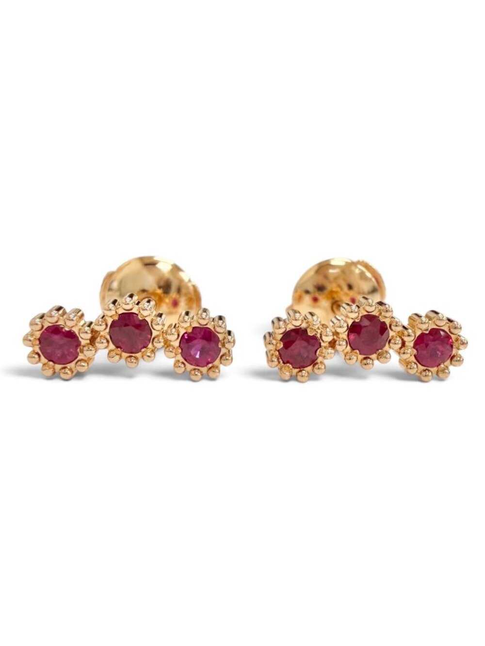 Dior Mimi Rose Single Stud Earrings Ruby 750 18k Yellow Gold Red
